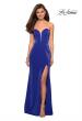 Picture of: Long Strapless Stretch Jersey Prom Dress in Electric Blue, Style: 27051, Detail Picture 5