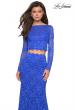 Picture of: Stretch Lace Long Sleeve Two Piece Prom Dress in Electric Blue, Style: 27601, Detail Picture 5