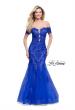 Picture of: Polka Dot Off the Shoulder Two Piece Tulle Prom Dress in Electric Blue, Style: 26192, Detail Picture 1