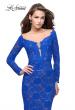 Picture of: Long Sleeve Lace Mermaid Prom Dress with Metallic Beads in Electric Blue, Style: 25607, Detail Picture 3