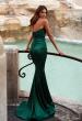 Picture of: Stretch Satin Gown with Draped Sweetheart Neckline in Emerald, Style: 31915, Back Picture