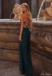 Picture of: Simple Jersey Dress with Ruching and Slit in Emerald, Style: 31978, Back Picture