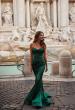 Picture of: Stretch Satin Gown with Draped Sweetheart Neckline in Emerald, Style: 31915, Detail Picture 1