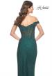 Picture of: Off the Shoulder Rhinestone Fishnet Gown with Lace Details in Emerald, Style: 32116, Detail Picture 5