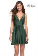 Picture of: Short Flare Dress with V Neckline and Fitted Waist in Emerald, Style 30926, Main Picture