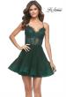 Picture of: Short Dress with Flared Skirt and Sheer Lace Bodice in Emerald, Style: 31769, Main Picture