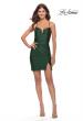 Picture of: Flattering Deep V Ruched Mini Dress with Tie Back in Emerald, Style: 30947, Detail Picture 9