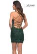 Picture of: Stretch Sequin Fitted Dress with Strappy Lace Up Back in Emerald, Back Picture