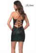 Picture of: Simple Sequin Dress with Slit and Lace Up Back in Emerald, Back Picture