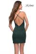 Picture of: Stretch Lace Fitted Mini Dress with Slit in Emerald, Style 30928, Back Picture