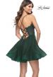 Picture of: Short Dress with Flared Skirt and Sheer Lace Bodice in Emerald, Style: 31769, Back Picture