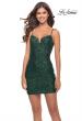 Picture of: Perfect Short Sequin Mini Dress with Deep V in Emerald, Style: 30923, Detail Picture 1