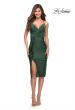 Picture of: Midi Jersey Dress with High Slit and Ruffle Detail in Emerald, Style 30925, Detail Picture 1