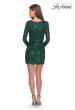 Picture of: Long Sleeve Sequin Dress with Faux Wrap Skirt in Emerald, Style: 28316, Detail Picture 2