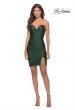 Picture of: Short Dress with Slit and Ruching in Emerald, Style: 30924, Detail Picture 3