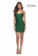 Picture of: Short Fitted Jersey Dress with Lace Up Strappy Back in Emerald, Detail Picture 5