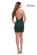 Picture of: Stretch Lace Fitted Mini Dress with Slit in Emerald, Style 30928, Detail Picture 5