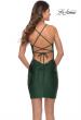 Picture of: Lace Up Back Short Dress with Flattering Ruching in Emerald, Style: 30938, Detail Picture 7