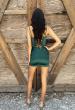 Picture of: Satin Lace-Up Mini Dress in Emerald, Style 33260, Detail Picture 7