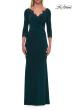 Picture of: V-Neck Lace Trim Gown with Three-Quarter Sleeves in Emerald, Style: 33658, Main Picture