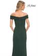 Picture of: Ruched Off the Shoulder Net Jersey Evening Dress in Emerald, Detail Picture 8
