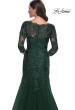Picture of: Mermaid Tulle and Lace Dress with Scallop Detailed Neckline in Emerald, Style: 30823, Detail Picture 8