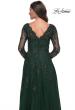 Picture of: Long Sleeve Lace and Tulle Dress with V Neckline in Emerald, Style: 30795, Detail Picture 10