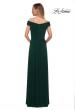 Picture of: Off the Shoulder Net Jersey Long Dress with Ruching in Emerald, Back Picture