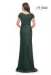 Picture of: Stretch Lace Evening Dress with Short Sleeves in Emerald, Style: 30797, Back Picture