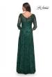 Picture of: Beautiful Beaded Long Dress with Illusion Sleeves in Emerald, Style: 31690, Back Picture