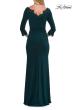 Picture of: V-Neck Lace Trim Gown with Three-Quarter Sleeves in Emerald, Style: 33658, Back Picture