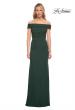 Picture of: Ruched Off the Shoulder Net Jersey Evening Dress in Emerald, Detail Picture 1