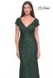 Picture of: Stretch Lace Evening Dress with Short Sleeves in Emerald, Style: 30797, Detail Picture 1