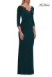 Picture of: V-Neck Lace Trim Gown with Three-Quarter Sleeves in Emerald, Style: 33658, Detail Picture 1