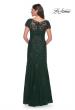 Picture of: Lace and Net Fitted Long Mother of the Bride Dress in Emerald, Style: 29792, Detail Picture 2