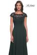 Picture of: A-Line Satin Dress with Stunning Beaded Neckline and Short Sleeves in Emerald, Style: 31195, Detail Picture 3