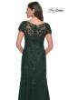 Picture of: Lace and Net Fitted Long Mother of the Bride Dress in Emerald, Style: 29792, Detail Picture 6