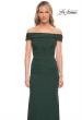 Picture of: Ruched Off the Shoulder Net Jersey Evening Dress in Emerald, Detail Picture 7