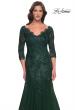 Picture of: Mermaid Tulle and Lace Dress with Scallop Detailed Neckline in Emerald, Style: 30823, Detail Picture 7