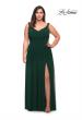 Picture of: Net Jersey Plus Size Long Dress with Slit and V Neck in Emerald, Style: 29075, Main Picture