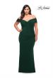 Picture of: Long Net Jersey Plus Dress with Bodice Design in Emerald, Style: 29635, Main Picture