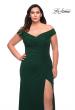 Picture of: Flattering Ruched Off the Shoulder Plus Size Dress in Emerald, Style: 29722, Main Picture