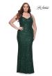 Picture of: Fitted Stretch Sequin Plus Size Dress with V Neck in Emerald, Style: 31163, Main Picture