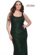Picture of: Beaded Lace Plus Size Fitted Dress with Square Neckline in Emerald, Style: 31605, Main Picture
