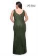 Picture of: Stretch Sequin Plus Size Gown with Slit and V Neck in Emerald, Style: 30307, Detail Picture 8