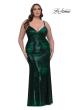 Picture of: Metallic Plus Size Prom Dress with Flattering Ruching in Emerald , Style: 33020, Detail Picture 12