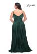Picture of: Ruffle Slit Satin Long Plus Size Dress with V Neck in Emerald, Style: 29740, Back Picture