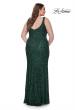 Picture of: Fitted Stretch Sequin Plus Size Dress with V Neck in Emerald, Style: 31163, Back Picture