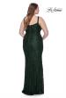Picture of: Beaded Lace Plus Dress with Ruching and V Neckline in Emerald, Style: 31982, Back Picture