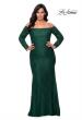 Picture of: Long Sleeve Off The Shoulder Lace Plus Size Dress in Emerald, Style: 28859, Detail Picture 1